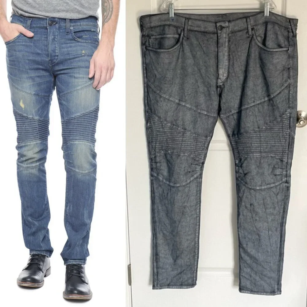 True Religion Gray Rocco Relaxed Moto Skinny Jeans - 35660
